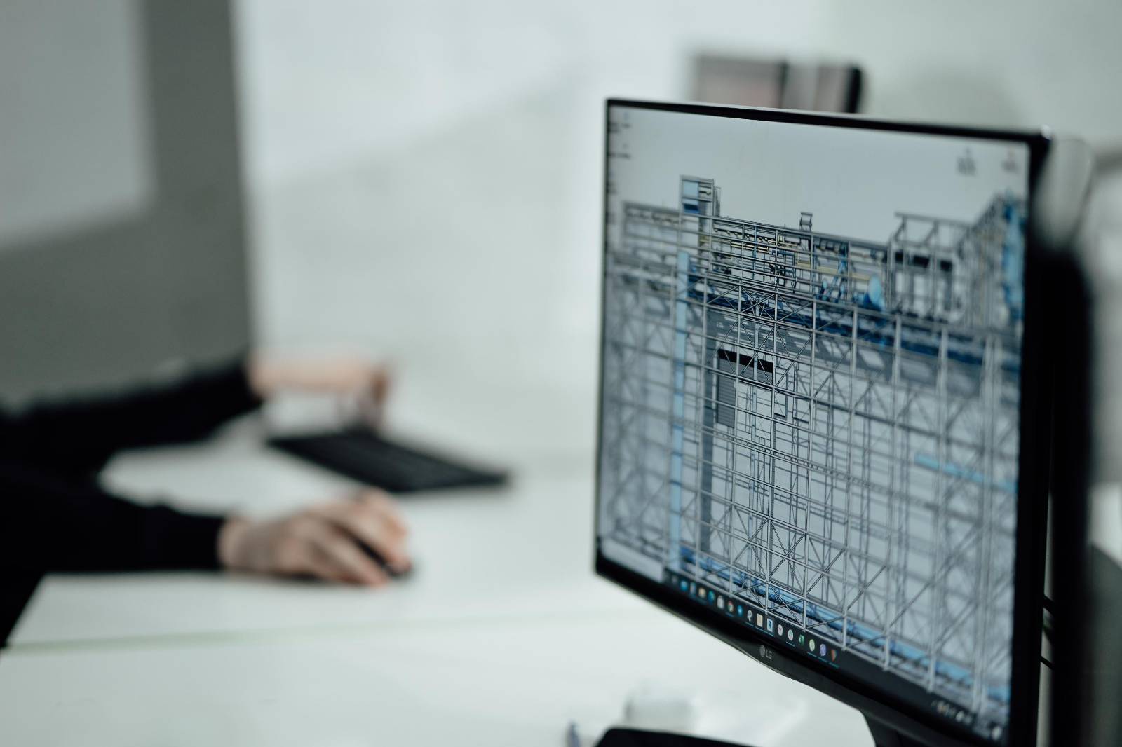 BIM model displayed on a workstation